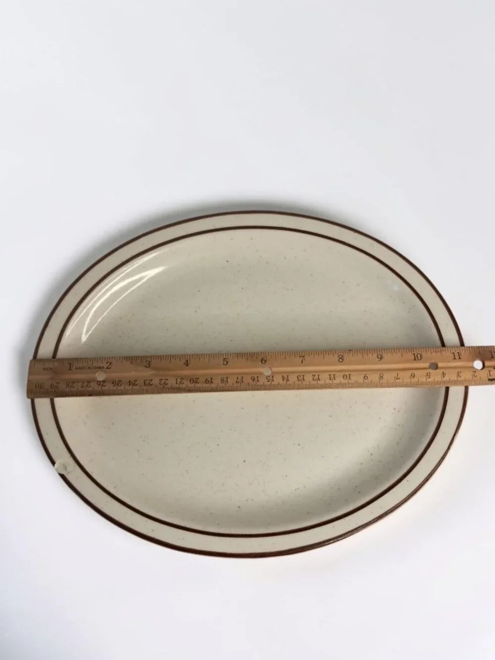 Vintage 1942 Buffalo China 306C Oval Platter Speckled Brown Line Restaurant Ware